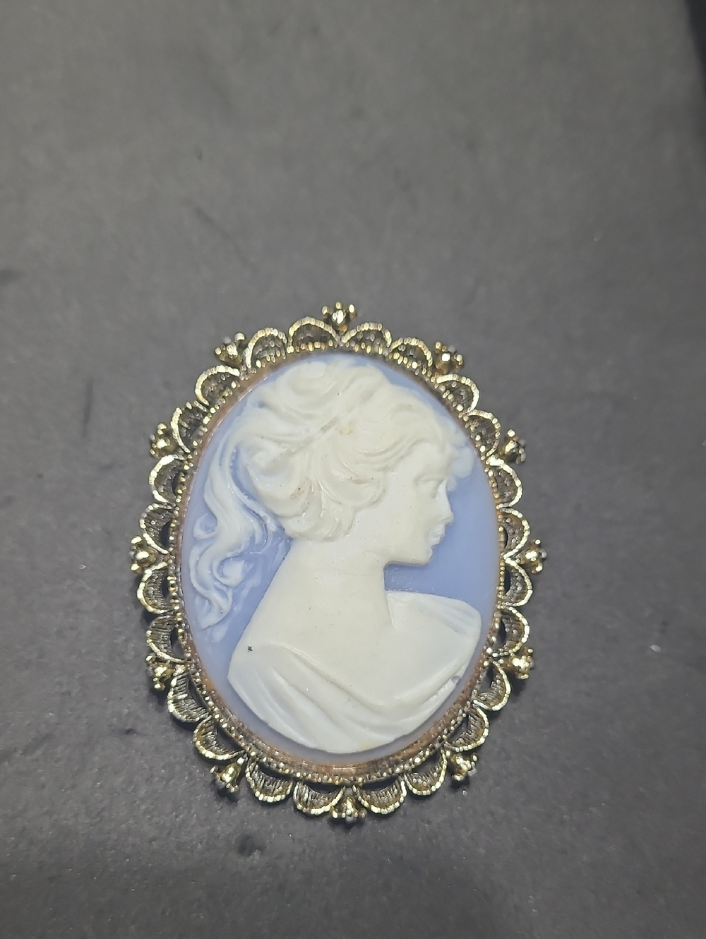 Classic Blue and White Cameo Brooch or Pendant